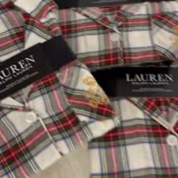 Ralph Lauren Long Sleeve  Plaid Green White Tartan Festive Pyjamas M XL - Picture 3 of 4